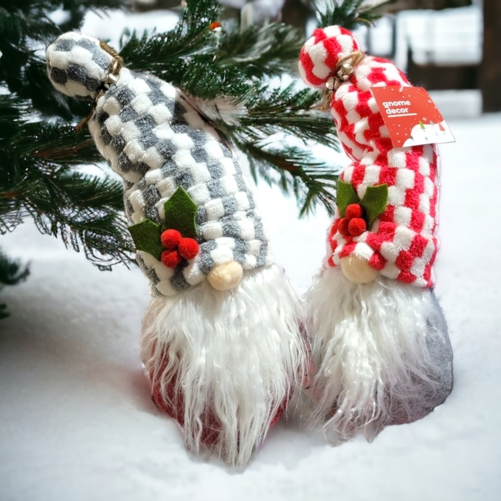 Best Friends Red & Gray Christmas Holly Gnomes Holiday Gift Set